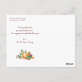 Elegant Herfst Autumn Harvest Thanksgiving Greetin Briefkaart (Achterkant)