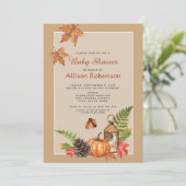 Elegant Herfst Autumn Leaves Pumpkin Baby shower Kaart (Staand voorkant)