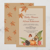 Elegant Herfst Autumn Leaves Pumpkin Baby shower Kaart (Voorkant / Achterkant)
