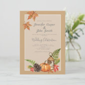 Elegant Herfst Autumn Leaves Pumpkin Wedding Kaart (Staand voorkant)