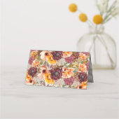 Elegant Herfst Autumn Oranje Burgundy Wedding Plaatskaartje (Achterkant)