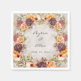 Elegant Herfst Autumn Oranje Burgundy Wedding Servet