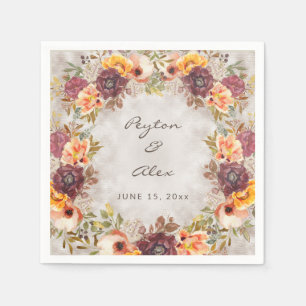 Elegant Herfst Autumn Oranje Burgundy Wedding Servet