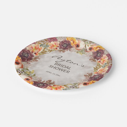 Elegant Herfst Autumn Oranje Vrijgezellenfeest Bur Papieren Bordje (Gekanteld)