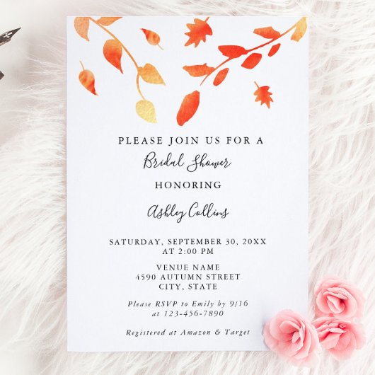 Elegant Herfst Autumn Waterverf Foliage verlaat af Kaart