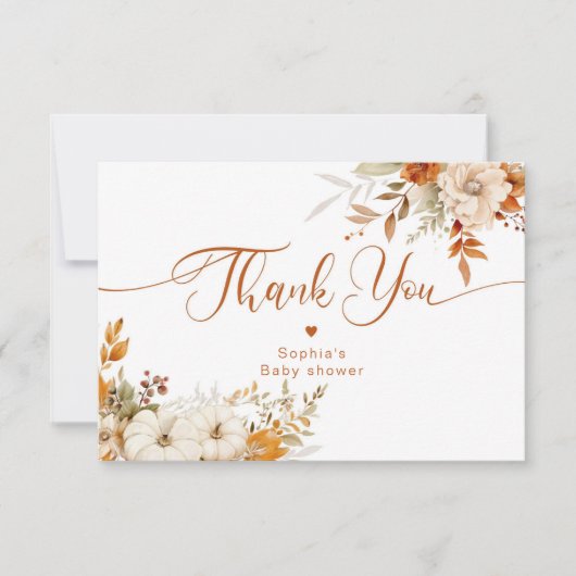 Elegant herfst baby shower dank u kaart (Voorkant)
