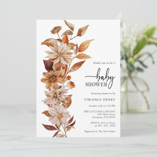 Elegant Herfst Baby shower Kaart (Staand voorkant)