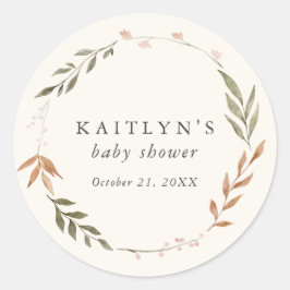 Elegant Herfst Baby shower Ronde Sticker