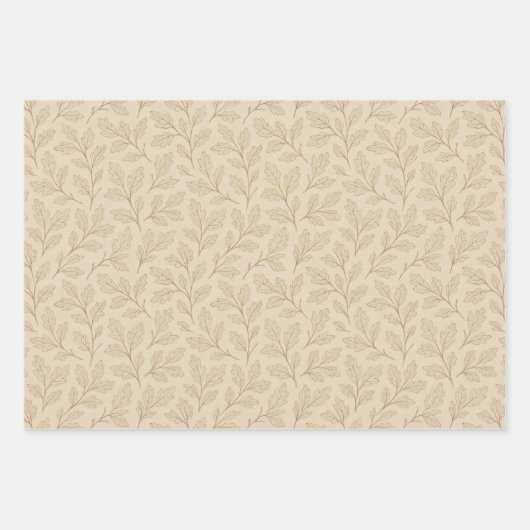 Elegant Herfst bladpatroon | Minimalistische herfs Inpakpapier Vel (Voorkant)
