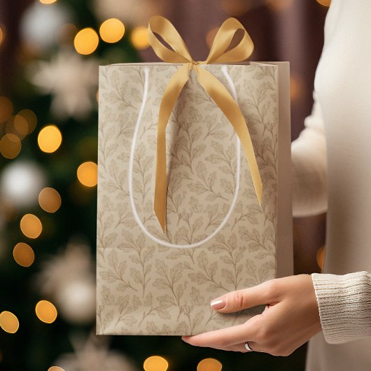 Elegant Herfst bladpatroon | Minimalistische herfs Medium Cadeauzakje