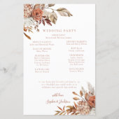 Elegant herfst bloem bruiloftsprogramma  (Achterkant)