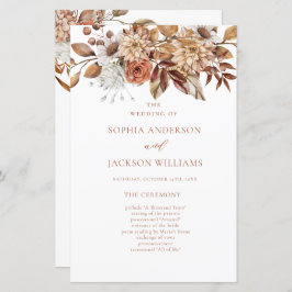 Elegant herfst bloem bruiloftsprogramma 
