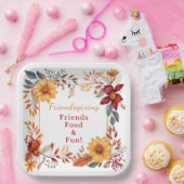 Elegant Herfst Bloemen Lijst Vriendschapsdiner Papieren Bordje (Feest)