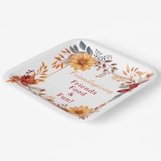 Elegant Herfst Bloemen Lijst Vriendschapsdiner Papieren Bordje (Gebogen)