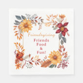 Elegant Herfst Bloemen Lijst Vriendschapsdiner Servet (Voorkant)