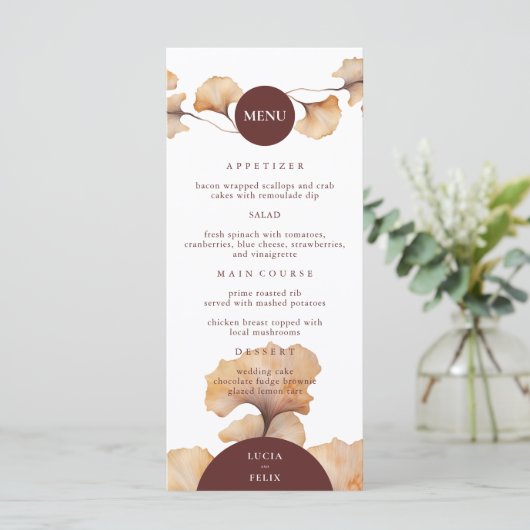 Elegant herfst bloemen minimalistisch bruiloft din menu (Staand voorkant)