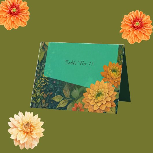 Elegant Herfst Bloemen Trouwtafel Nummer Bedankkaart