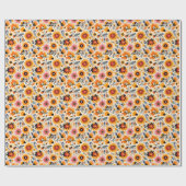 Elegant herfst bloemenbotanisch patroon cadeaupapier (Vlak)