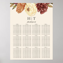 Elegant herfst bloemenbruiloft zitje Poster