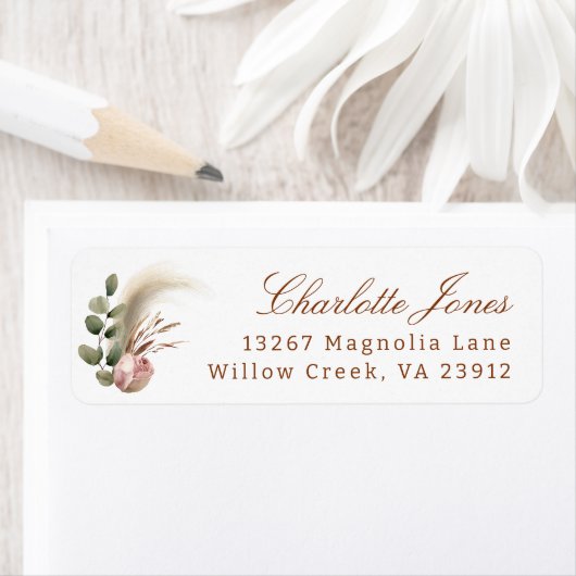 Elegant herfst bloemendesign voor retouradreslabel etiket (Insitu)