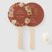 Elegant herfst bloementerracotta bruiloft programm handwaaier (Voorkant en achterkant)