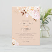 Elegant Herfst Blush Oranje Floral Wedding Kaart (Staand voorkant)