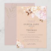 Elegant Herfst Blush Oranje Floral Wedding Kaart (Voorkant / Achterkant)
