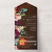 Elegant Herfst Bold Floral Modern Wedding All In One Uitnodiging (Binnen)
