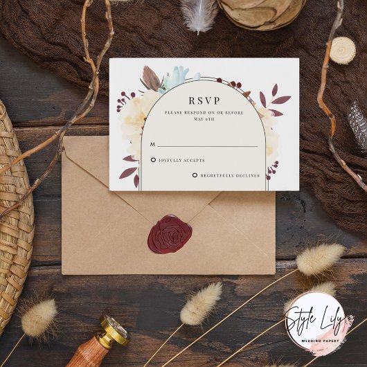 Elegant Herfst Botanical Floral Wedding RSVP Kaartje