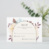 Elegant Herfst Botanical Floral Wedding RSVP Kaartje (Staand voorkant)