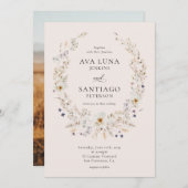 Elegant Herfst Botanical Wedding Photo Invitation Kaart (Voorkant / Achterkant)