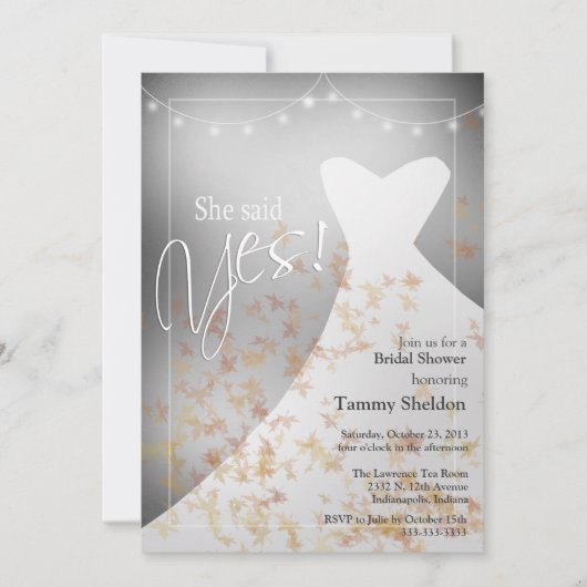 Elegant Herfst Bridal Shower Invitation Kaart (Voorkant)