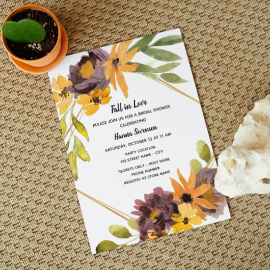 Elegant Herfst Bridal Shower Invitation Kaart