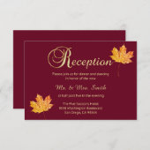 Elegant Herfst Burgundy Gold Wedding Reception Car Informatiekaartje (Voorkant / Achterkant)