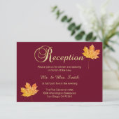 Elegant Herfst Burgundy Gold Wedding Reception Car Informatiekaartje (Staand voorkant)