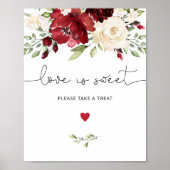 Elegant herfst burgundy Love is lief, neem een tra Poster (Voorkant)