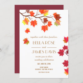 Elegant Herfst Burgundy Wedding Invitations Kaart