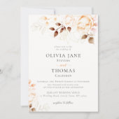 Elegant Herfst Burnt Oranje Floral Wedding Kaart (Voorkant)