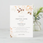 Elegant Herfst Burnt Oranje Floral Wedding Kaart (Staand voorkant)