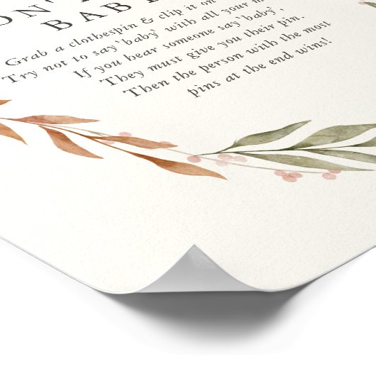 Elegant Herfst, die geen Baby mag zeggen Poster (Hoek)