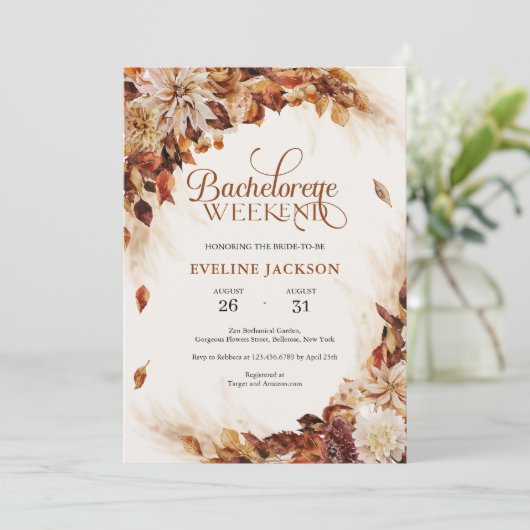 Elegant herfst en herfst koper florette Bacheloret Kaart (Staand voorkant)