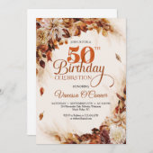 Elegant herfst en herfst verbrande oranje bloembla kaart (Voorkant / Achterkant)