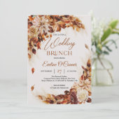 Elegant herfst en herfstbloemen bruiloft brunch kaart (Staand voorkant)
