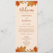 Elegant Herfst Esdoornbladeren Huwelijksprogramma Programmakaart (Voorkant)