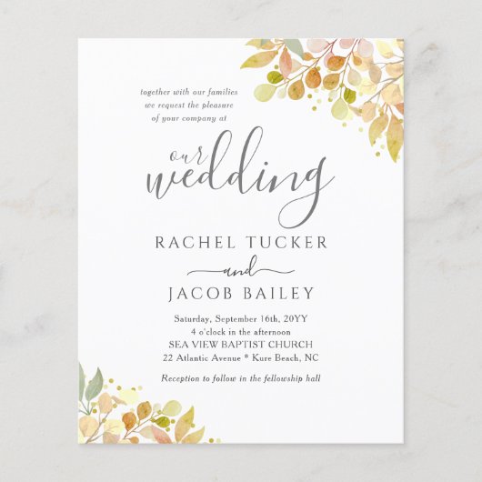 Elegant Herfst Eucalyptus Floral Wedding Invitatio (Voorkant)