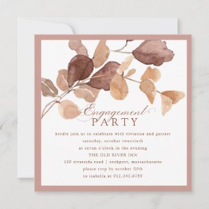 Elegant Herfst Eucalyptus Leaves Engagement Party Kaart