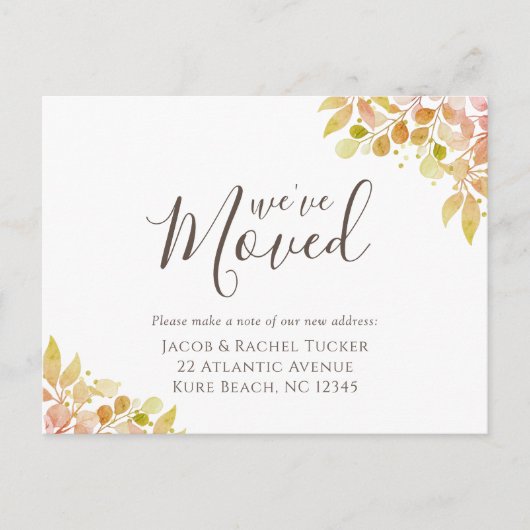 Elegant Herfst Eucalyptus Moving Announge Briefkaart (Voorkant)