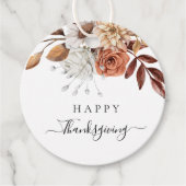 Elegant Herfst Floral Happy Thanksgiving Bedankjes Labels (Voorkant)