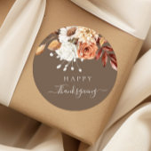 Elegant Herfst Floral Happy Thanksgiving Ronde Sticker