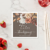 Elegant Herfst Floral Happy Thanksgiving Servet (Insitu)
